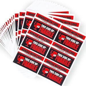 Red and Black Fragile Stickers(30)